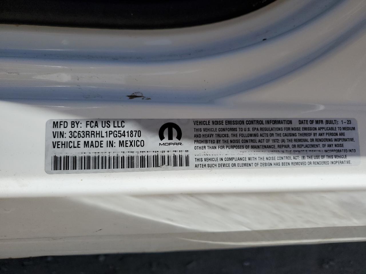 2023 RAM 3500 BIG HORN VIN:3C63RRHL1PG541870
