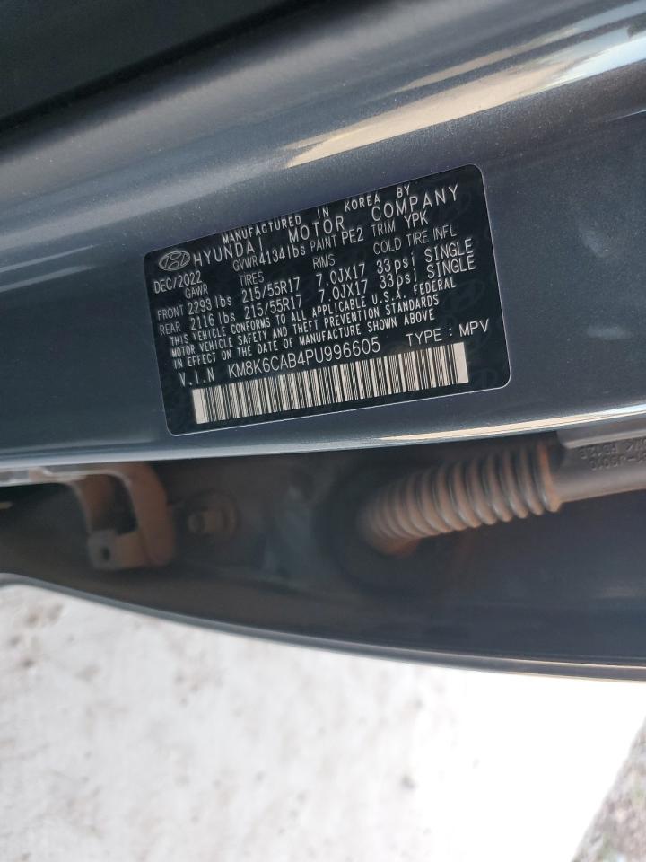2023 HYUNDAI KONA SEL VIN:KM8K6CAB4PU996605