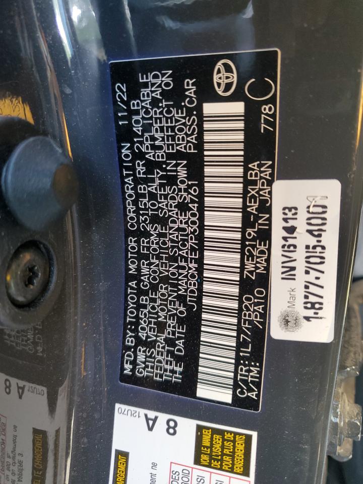 2023 TOYOTA COROLLA LE VIN:JTDBCMFE7P3004761