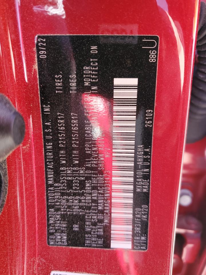 2022 TOYOTA COROLLA CROSS LE VIN:7MUCAAAG1NV031473