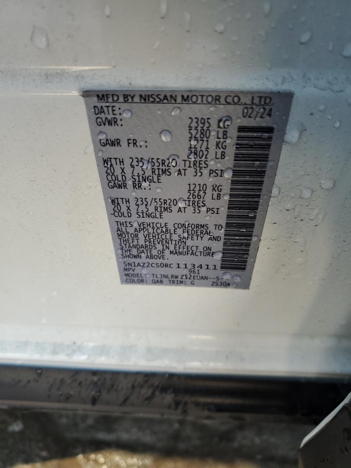 2024 NISSAN MURANO SL VIN:5N1AZ2CS0RC113411
