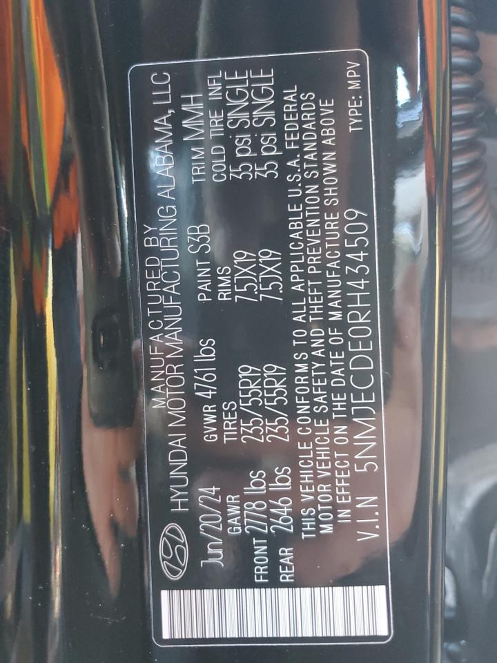 2024 HYUNDAI TUCSON LIMITED VIN:5NMJECDE0RH434509