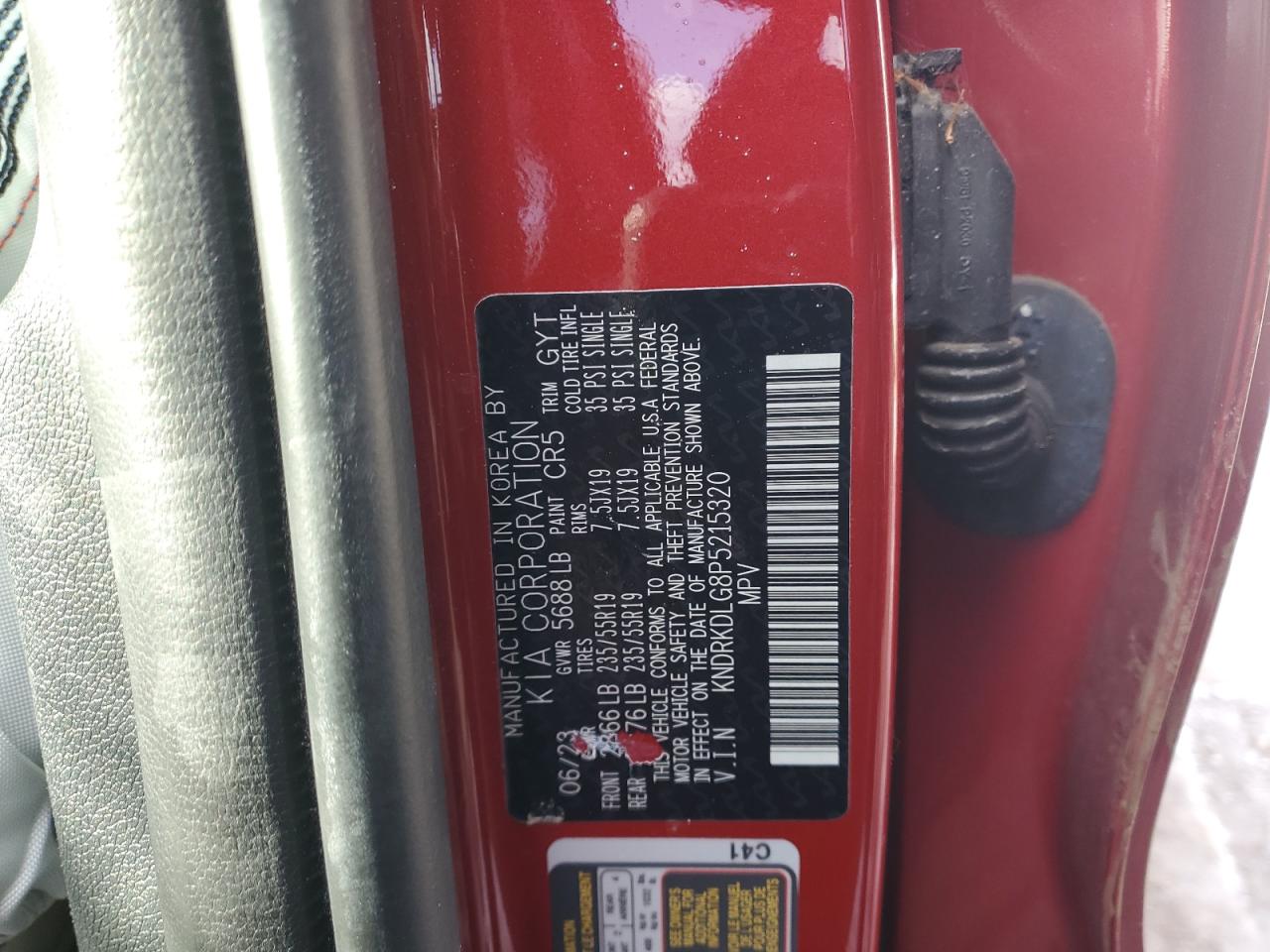2023 KIA SORENTO SXP VIN:KNDRKDLG8P5215320