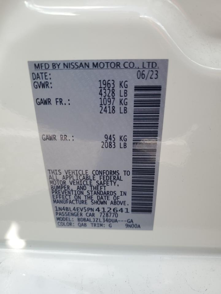 2023 NISSAN ALTIMA SL VIN:1N4BL4EV5PN412641