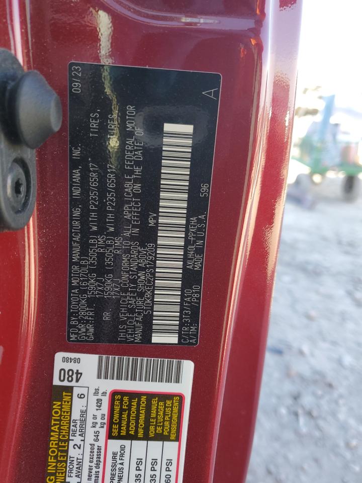 2023 TOYOTA SIENNA LE VIN:5TDKRKEC2PS179209