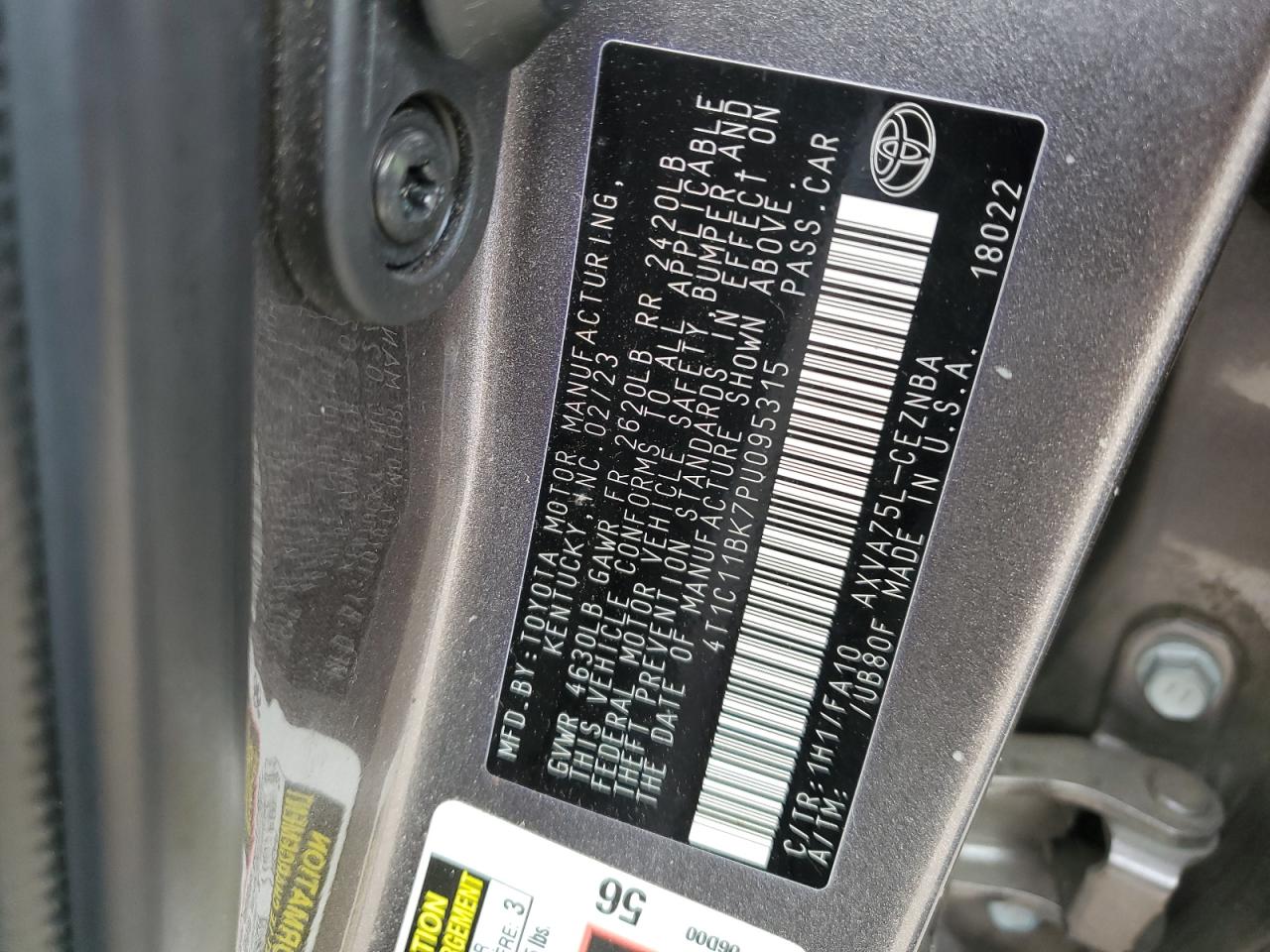 2023 TOYOTA CAMRY LE VIN:5NPD84LF4HH048889