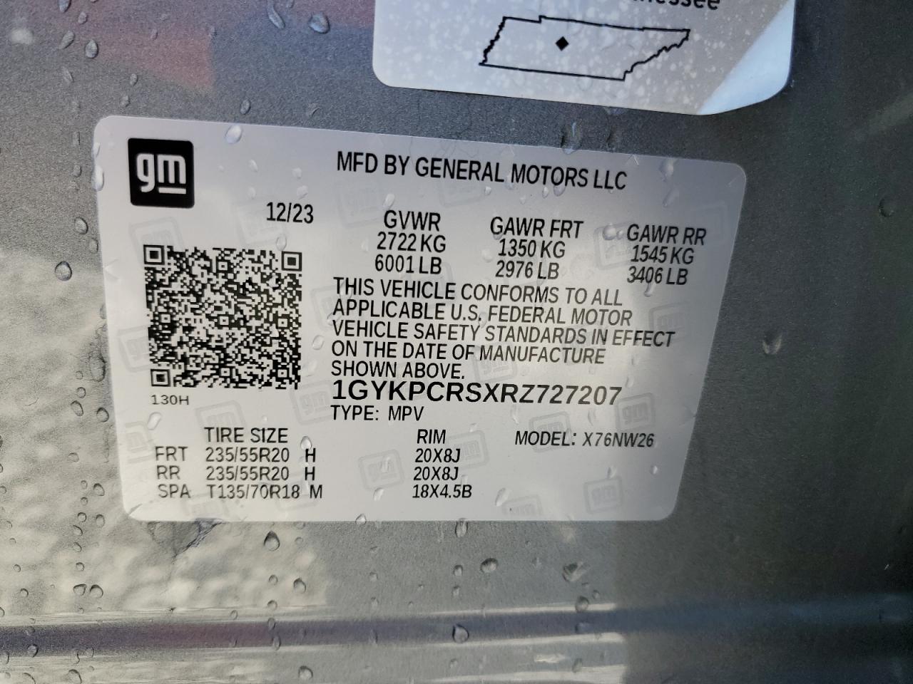 2024 CADILLAC XT6 PREMIUM LUXURY VIN:1GYKPCRSXRZ727207