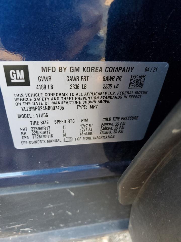 2022 CHEVROLET TRAILBLAZER LT VIN:KL79MPS24NB007495