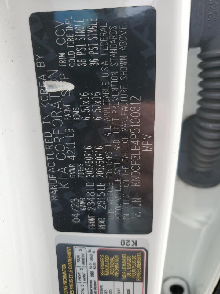 2023 KIA NIRO LX VIN:KNDCP3LE4P5100312