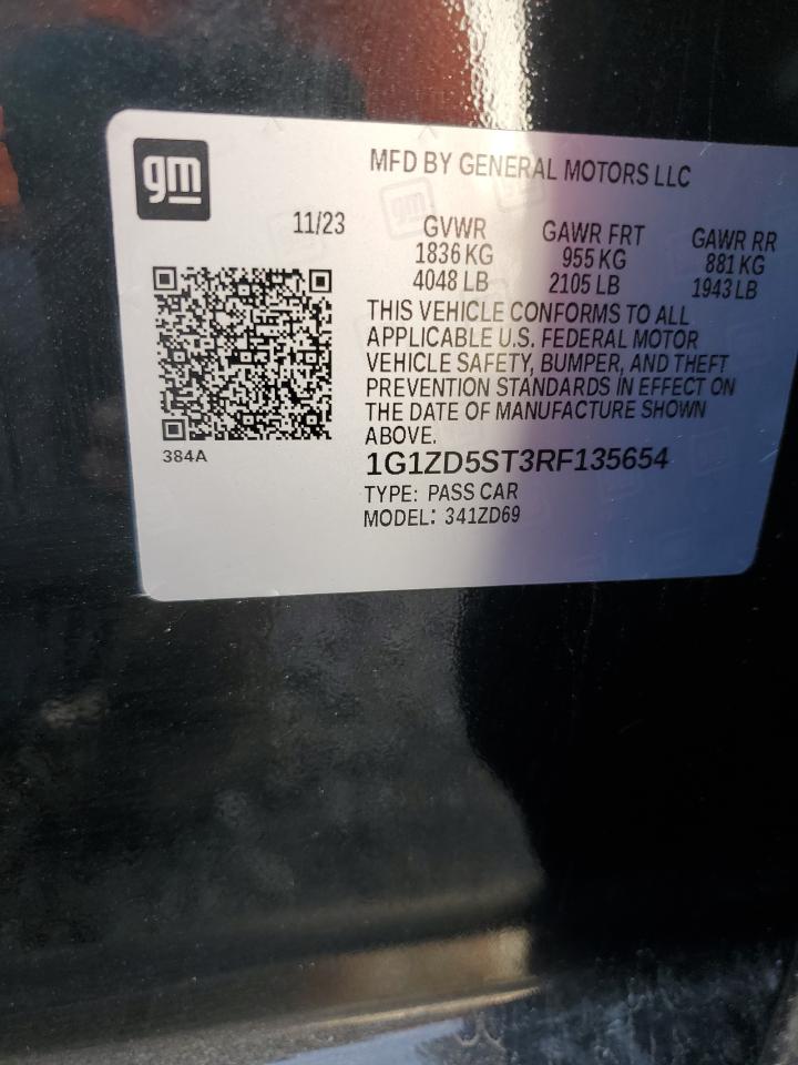 2024 CHEVROLET MALIBU LT VIN:1G1ZD5ST3RF135654