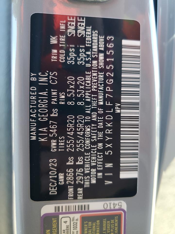 2023 KIA SORENTO SX VIN:5XYRKDLF7PG251563