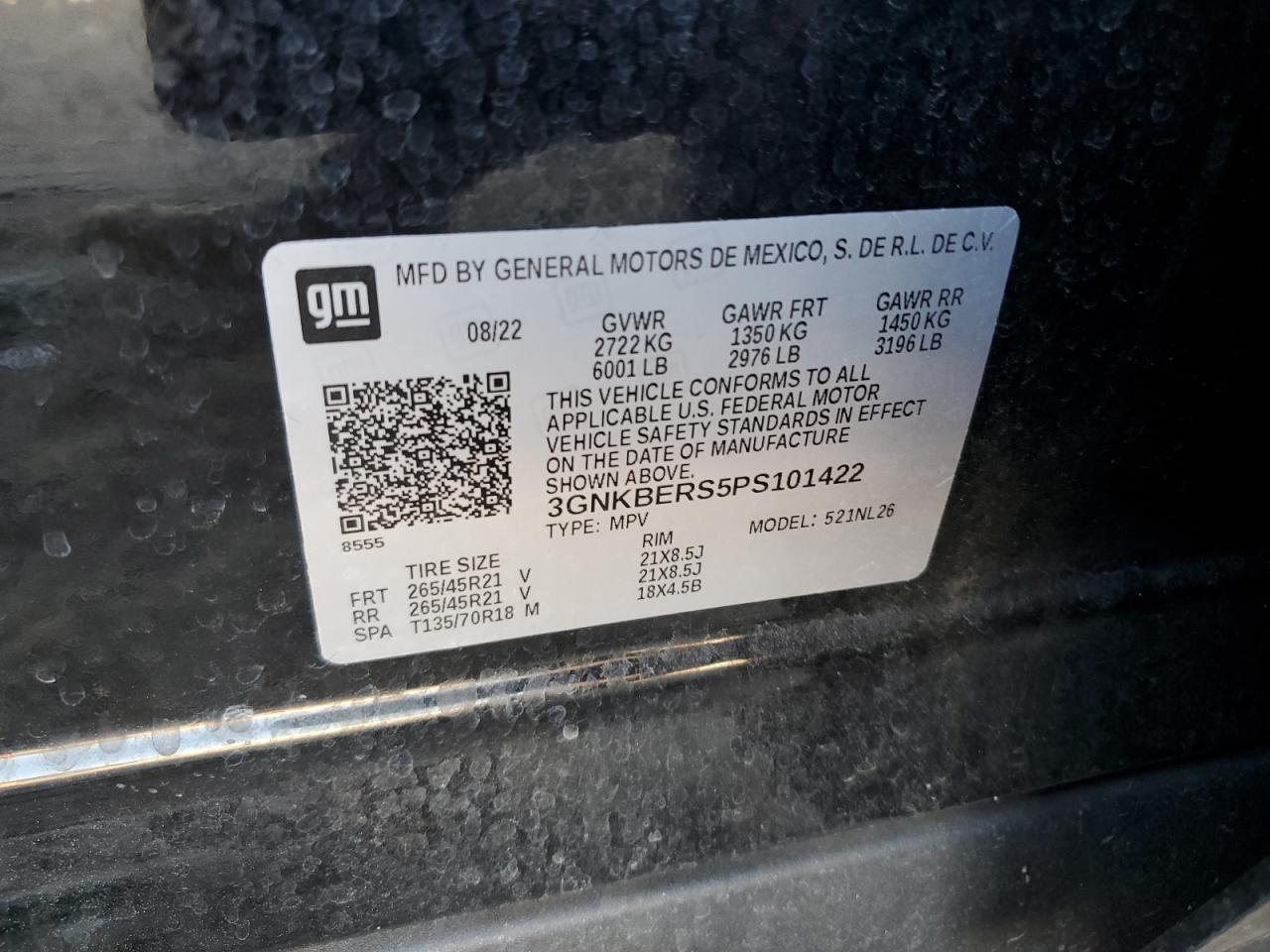 2023 CHEVROLET BLAZER RS VIN:3GNKBERS5PS101422