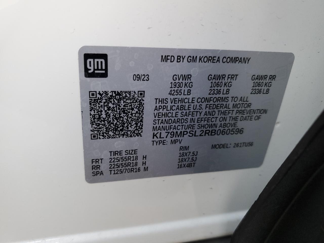 2024 CHEVROLET TRAILBLAZER LT VIN:KL79MPSL2RB060596