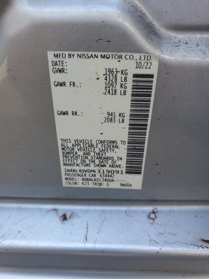 2023 NISSAN ALTIMA SV VIN:1N4BL4DV0PN319091