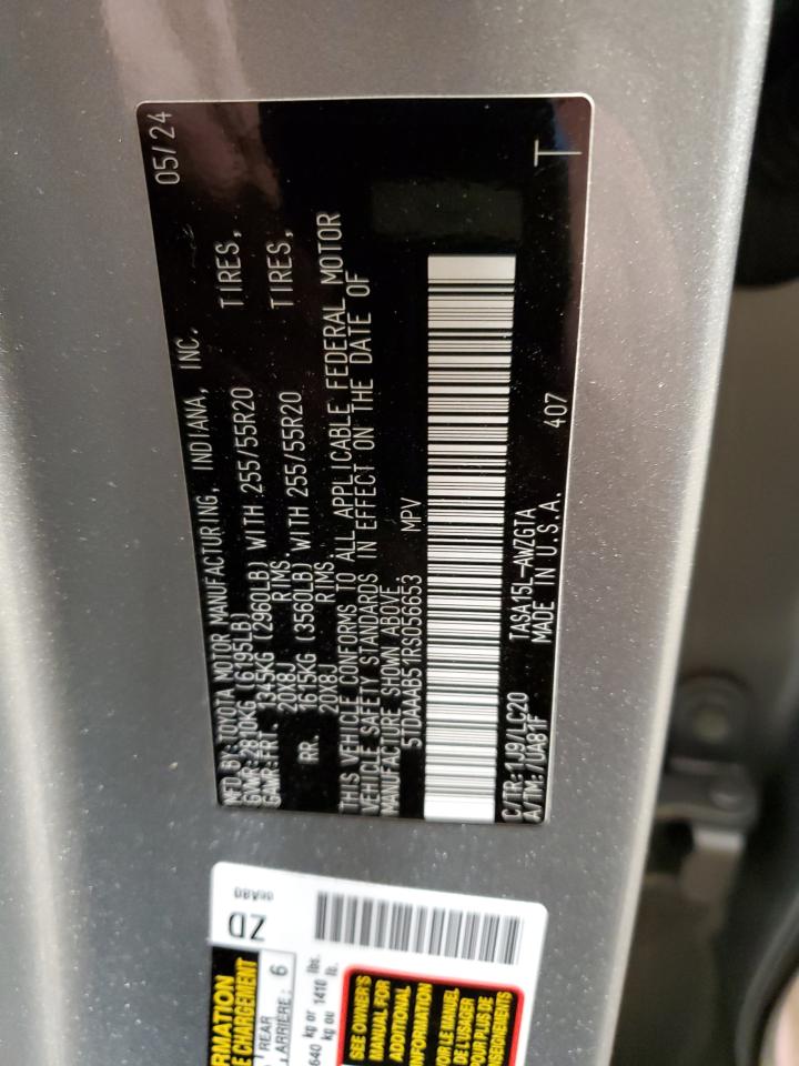 2024 TOYOTA GRAND HIGHLANDER XLE VIN:5TDAAAB51RS056653