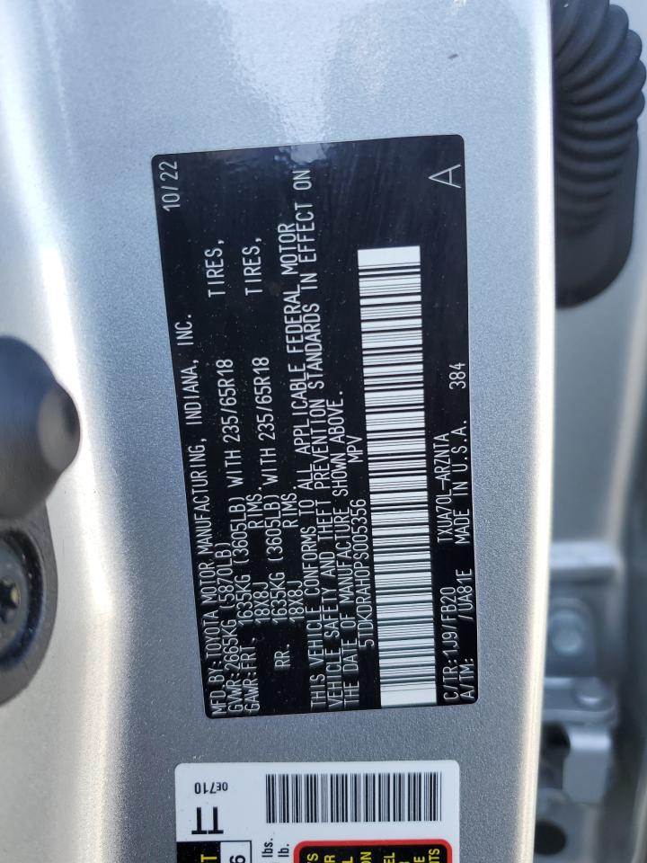 2023 TOYOTA HIGHLANDER L VIN:5TDKDRAH0PS005356