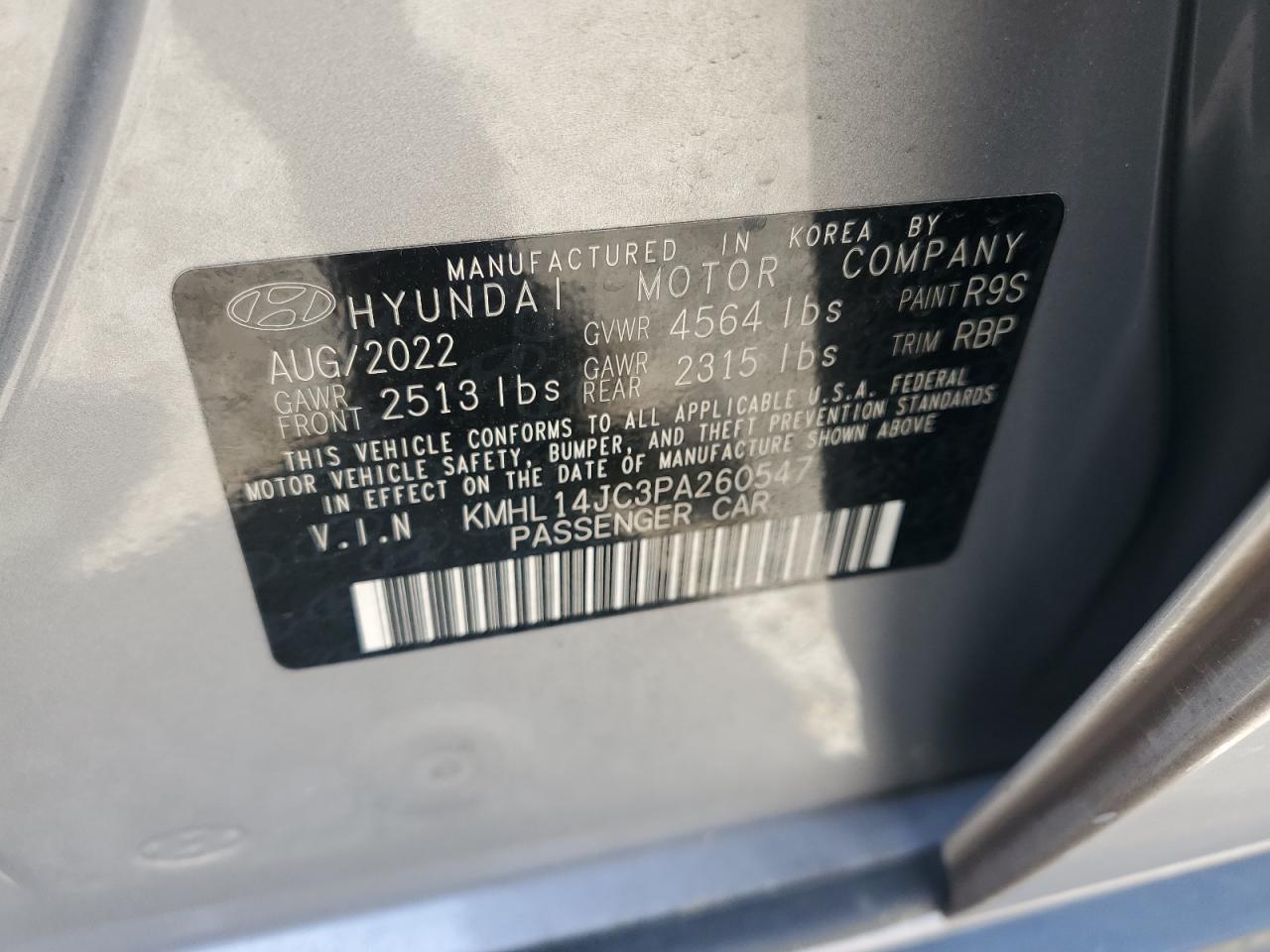 2023 HYUNDAI SONATA N LINE VIN:KMHL14JC3PA260547