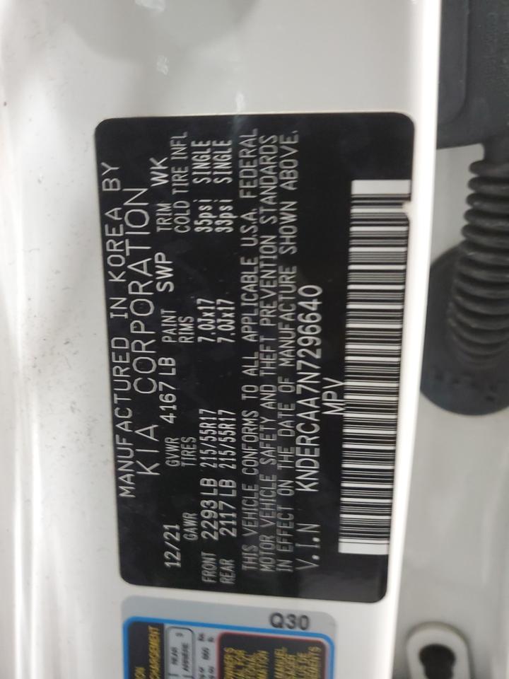 2022 KIA SELTOS EX VIN:KNDERCAA7N7296640