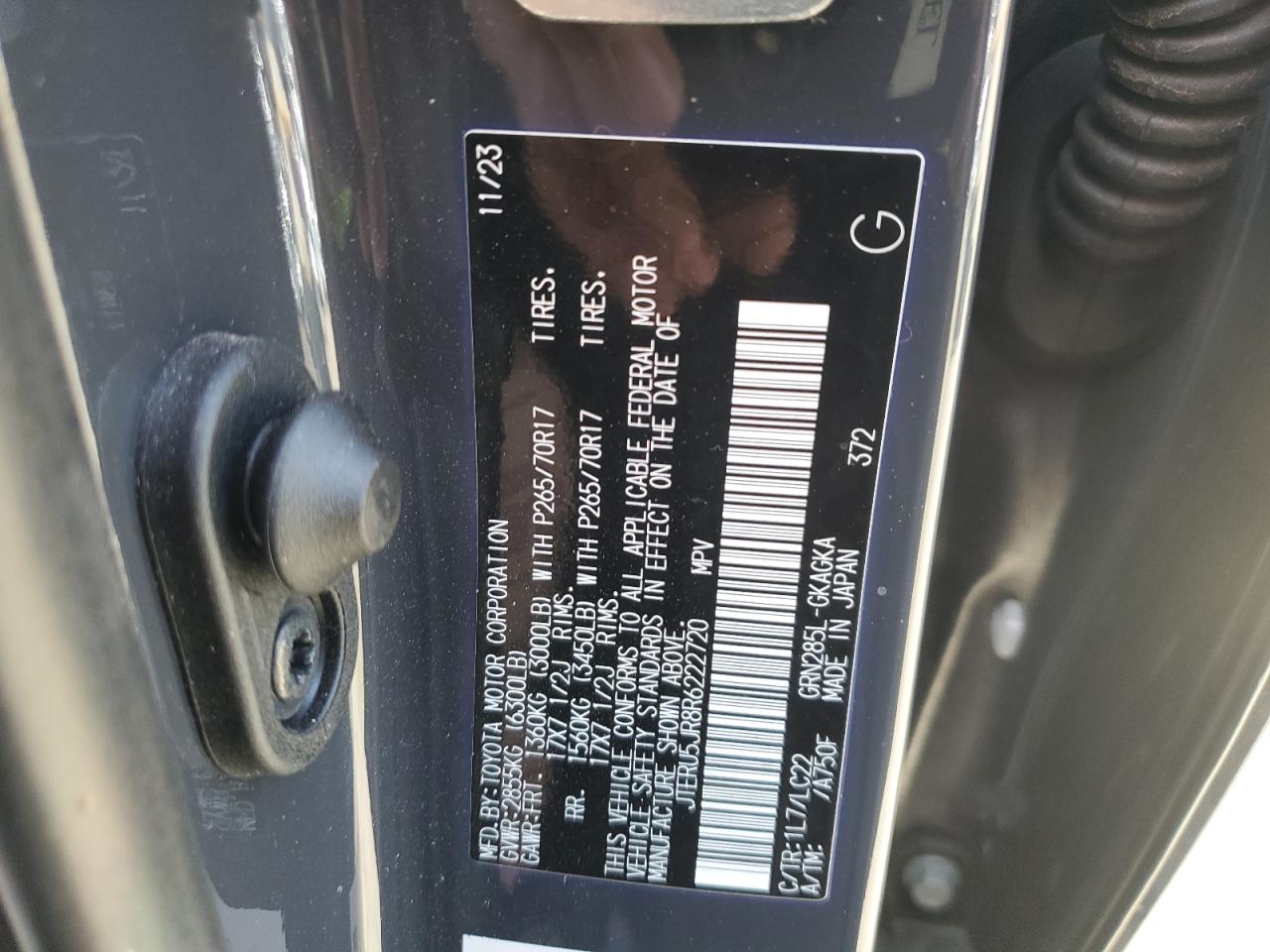 2024 TOYOTA 4RUNNER SR5 PREMIUM VIN:JTERU5JR8R6222720