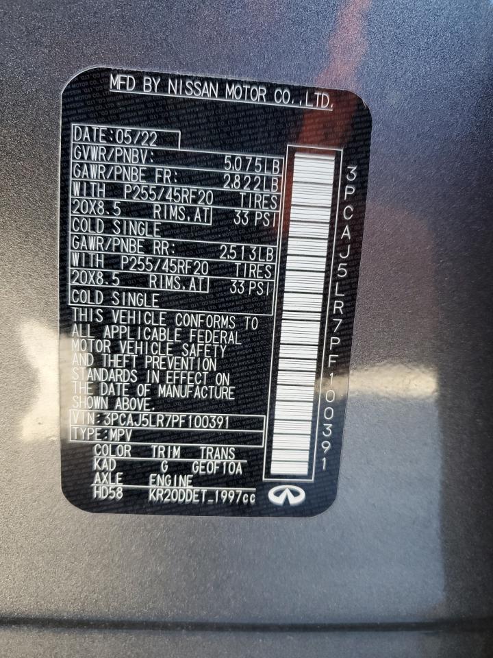 2023 INFINITI QX55 SENSORY VIN:3PCAJ5LR7PF100391