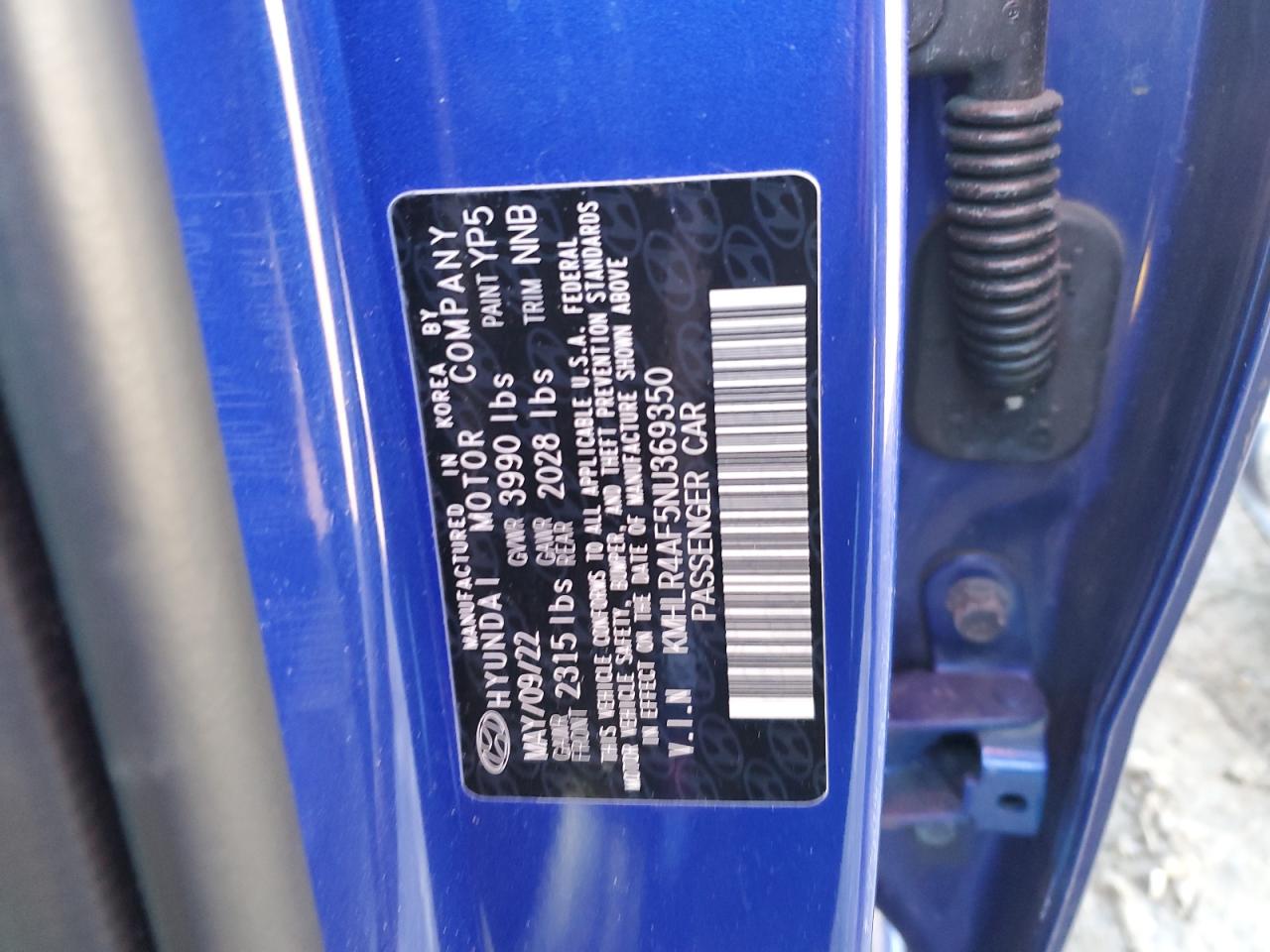 2022 HYUNDAI ELANTRA N LINE VIN:KMHLR4AF5NU369350