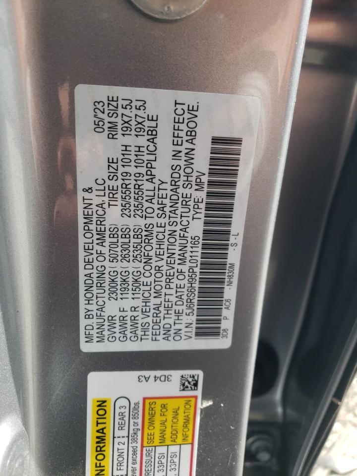 2023 HONDA CR-V SPORT TOURING VIN:5J6RS6H95PL011165