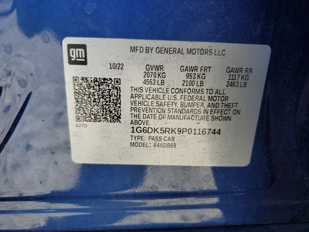 2023 CADILLAC CT4 LUXURY VIN:1G6DK5RK9P0116744