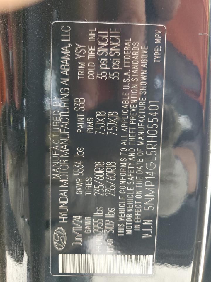 2024 HYUNDAI SANTA FE SE VIN:5NMP14GL5RH055401