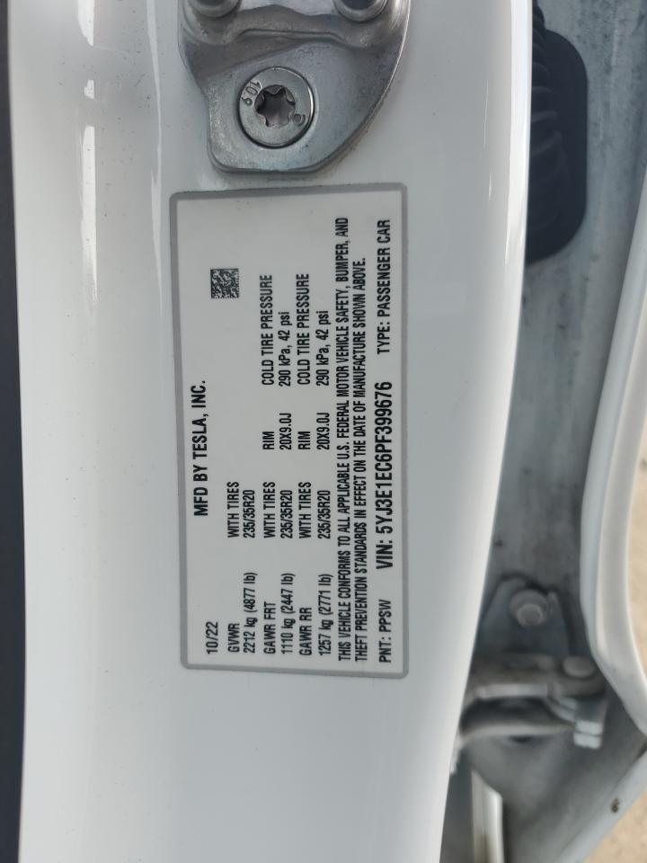 2023 TESLA MODEL 3  VIN:5YJ3E1EC6PF399676