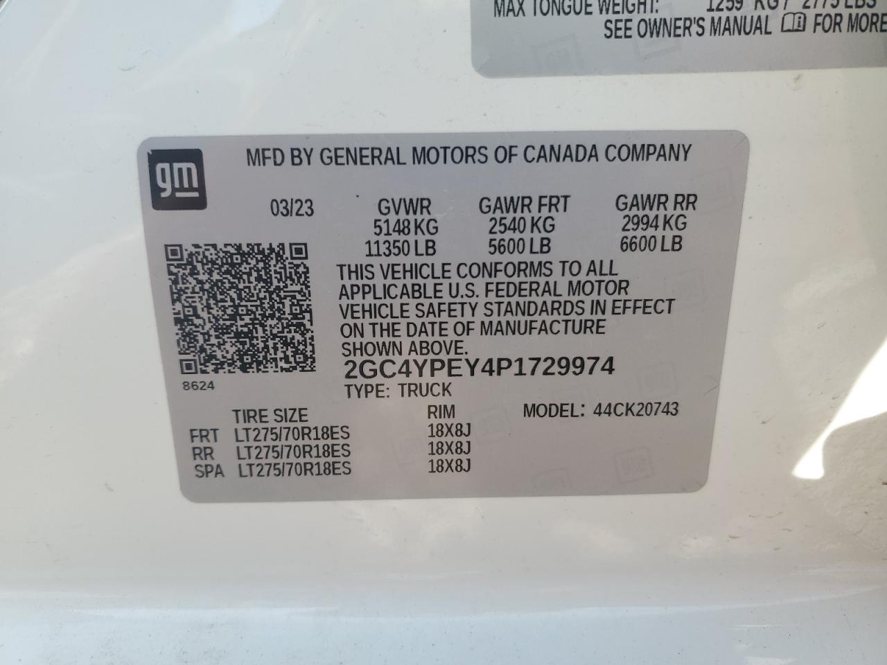 2023 CHEVROLET SILVERADO K2500 HEAVY DUTY LTZ VIN:2GC4YPEY4P1729974