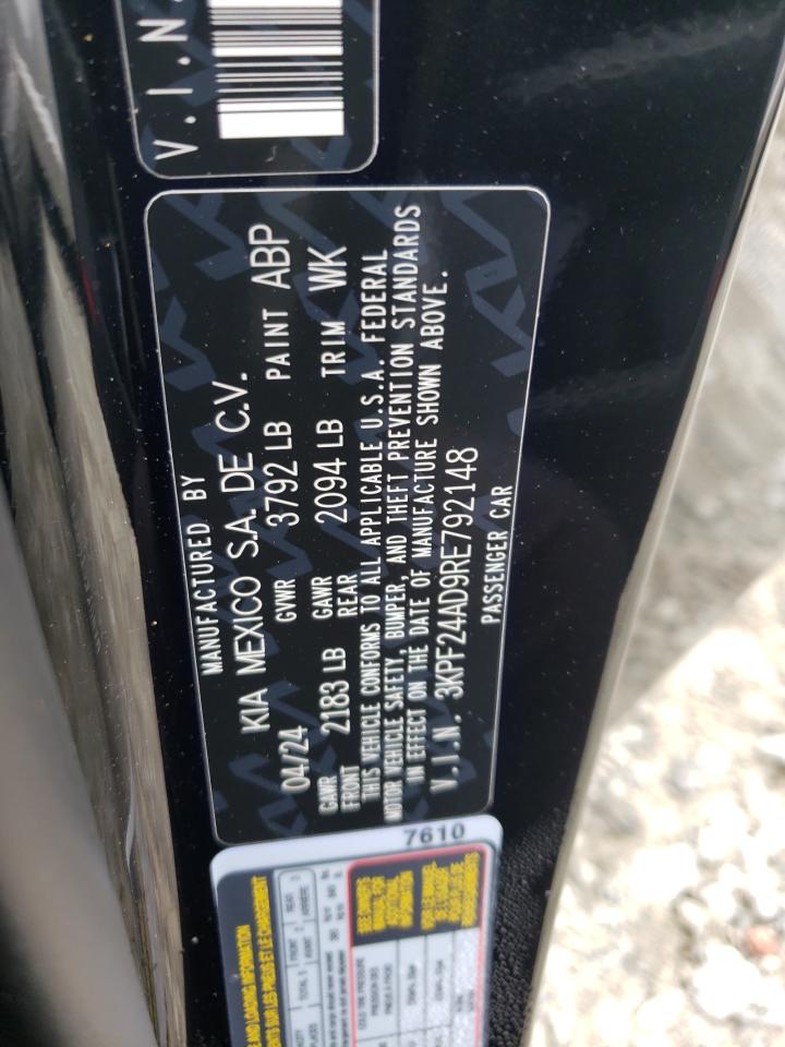 2024 KIA FORTE LX VIN:3KPF24AD9RE792148