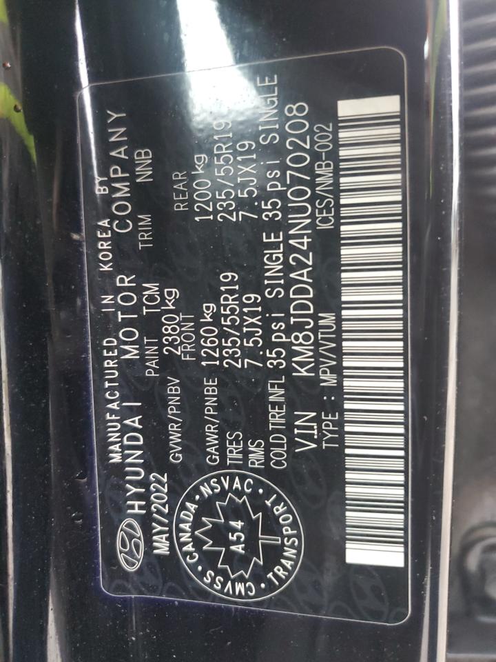 2022 HYUNDAI TUCSON LUXURY VIN:KM8JDDA24NU070208