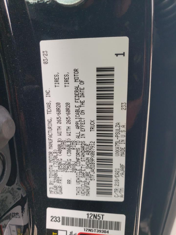 2023 TOYOTA TUNDRA CREWMAX LIMITED VIN:5TFJA5DB9PX087912