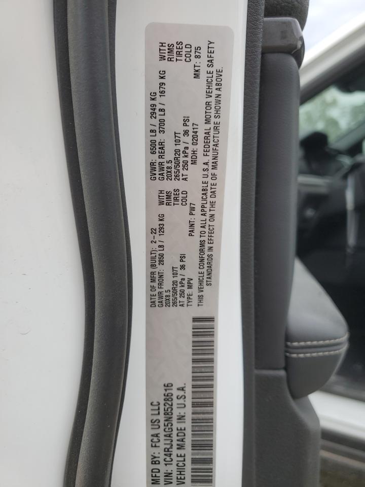 2022 JEEP GRAND CHEROKEE L LAREDO VIN:1C4RJJAG5N8528616