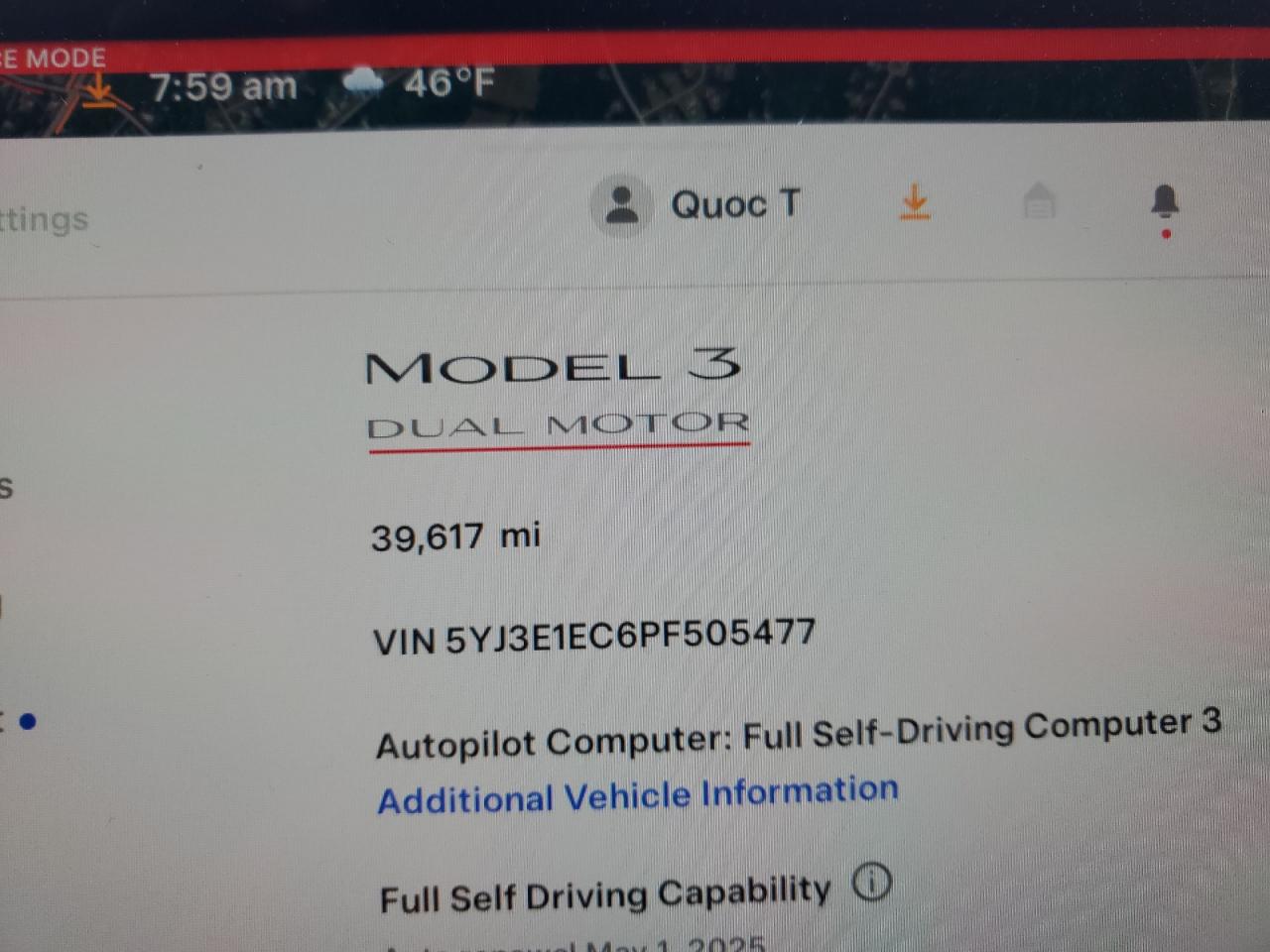 2023 TESLA MODEL 3  VIN:5YJ3E1EC6PF505477