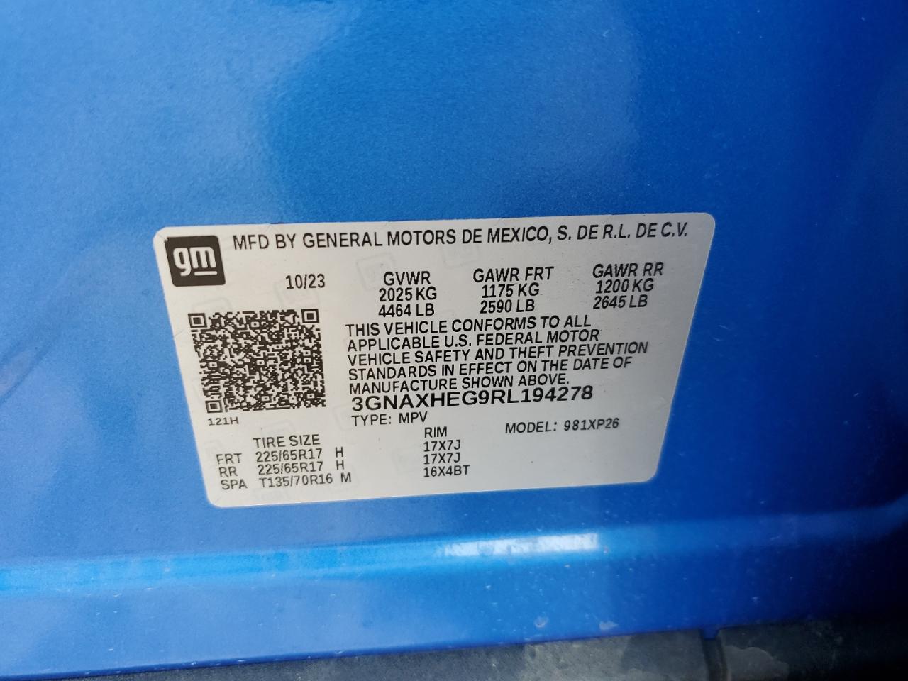 2024 CHEVROLET EQUINOX LS VIN:3GNAXHEG9RL194278