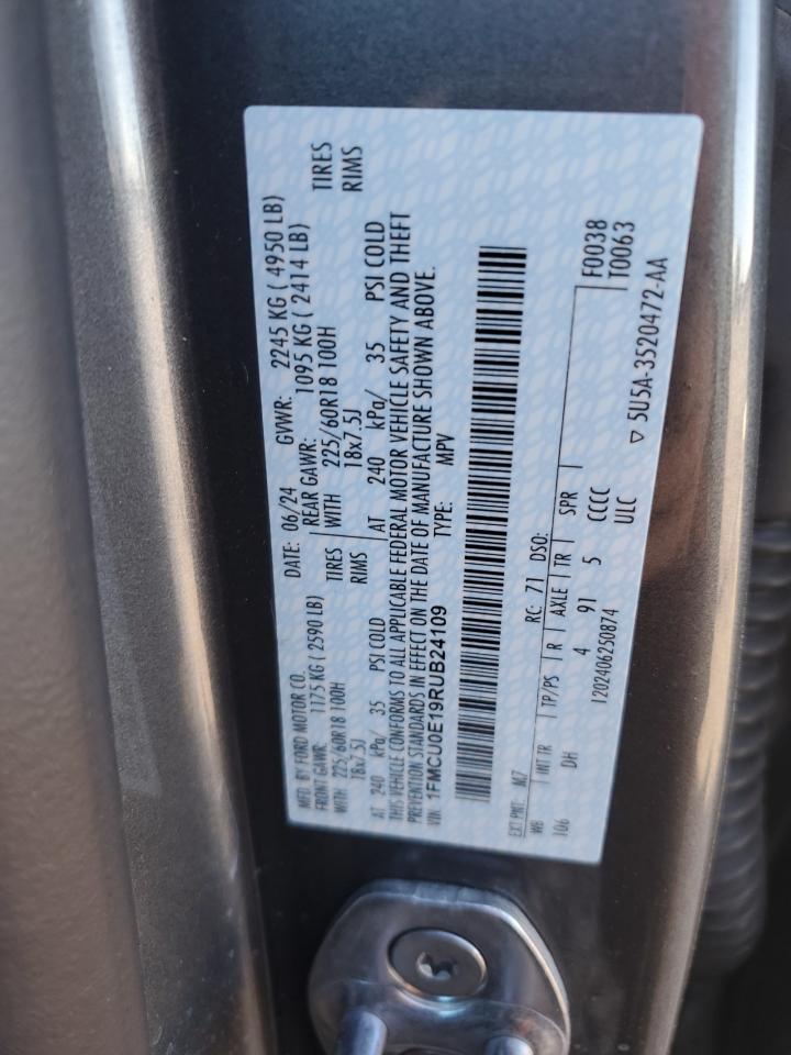 2024 FORD ESCAPE  VIN:1FMCU0E19RUB24109