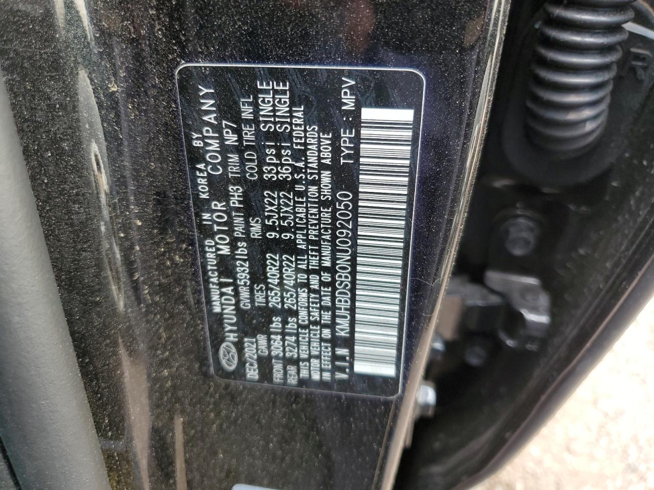 2022 GENESIS GV80 BASE VIN:KMUHBDSB0NU092050