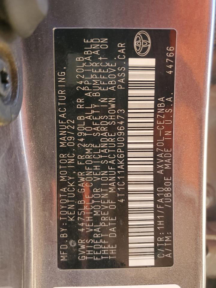 2023 TOYOTA CAMRY LE VIN:4T1C11AK6PU096473