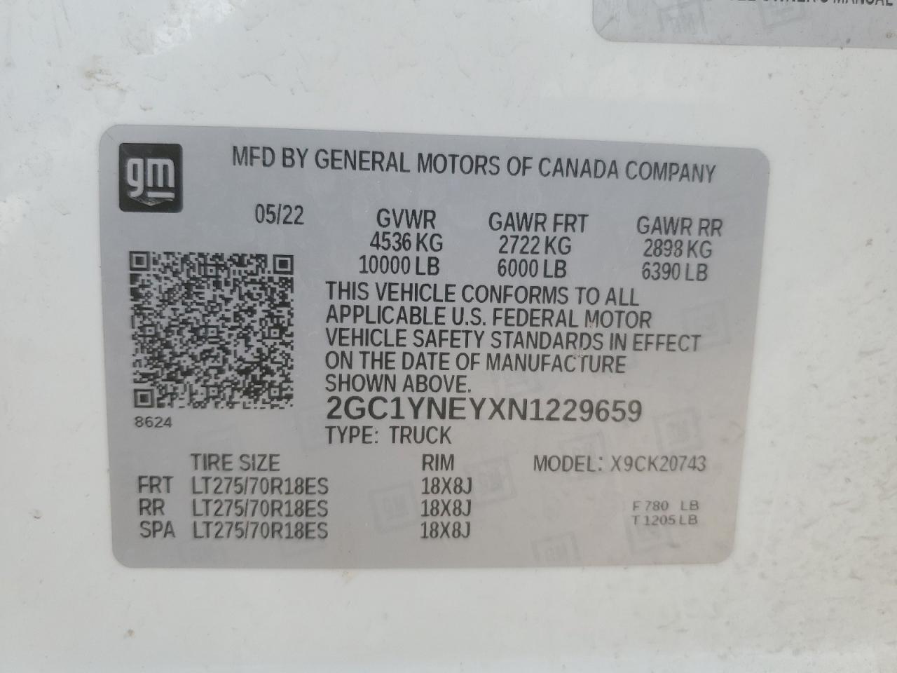 2022 CHEVROLET SILVERADO K2500 HEAVY DUTY LT VIN:2GC1YNEYXN1229659