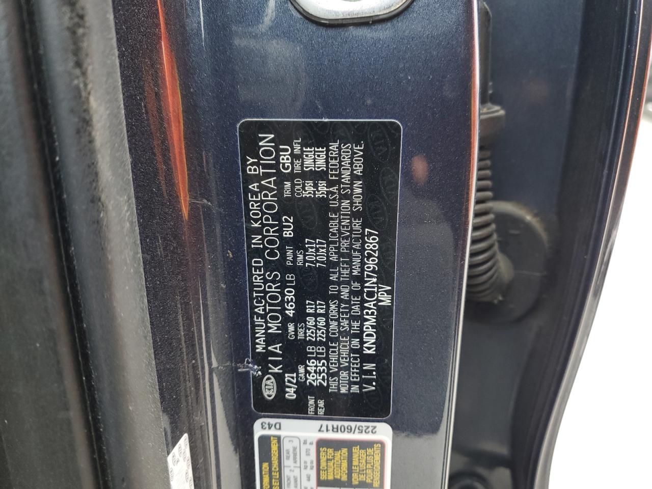 2022 KIA SPORTAGE LX VIN:5N1AT3CA0MC686560