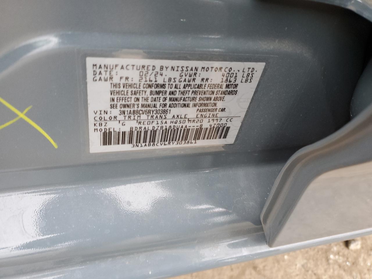 2024 NISSAN SENTRA SV VIN:3N1AB8CV6RY303861