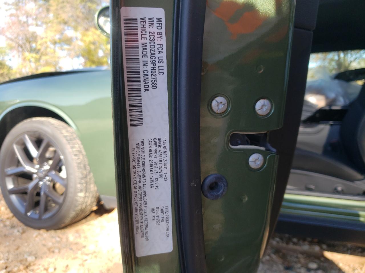 2023 DODGE CHALLENGER SXT VIN:2C3CDZAG9PH527580