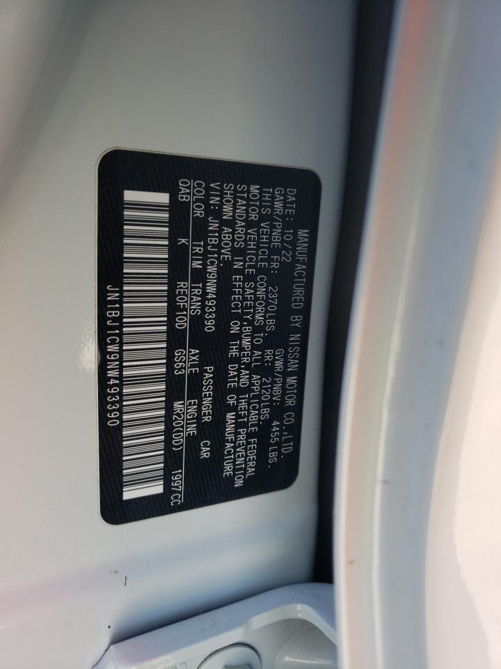 2022 NISSAN ROGUE SPORT SL VIN:JN1BJ1CW9NW493390