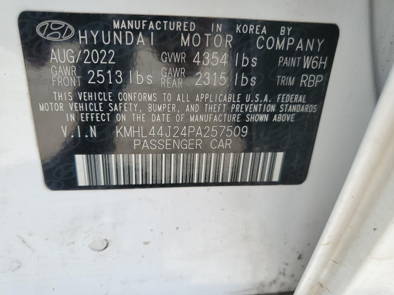 2023 HYUNDAI SONATA SEL PLUS VIN:KMHL44J24PA257509