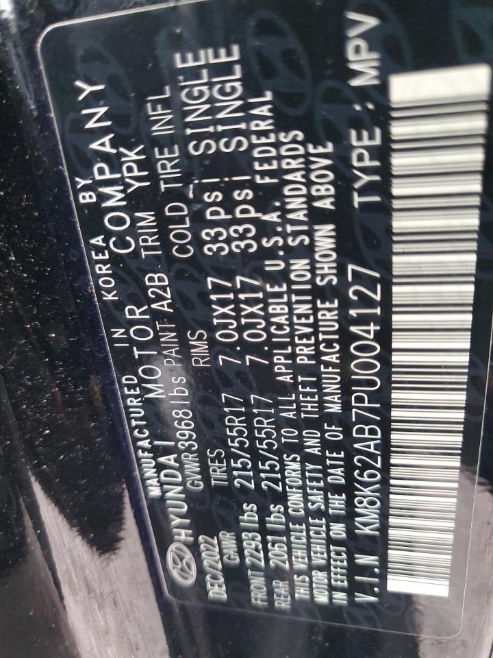 2023 HYUNDAI KONA SEL VIN:KM8K62AB7PU004127