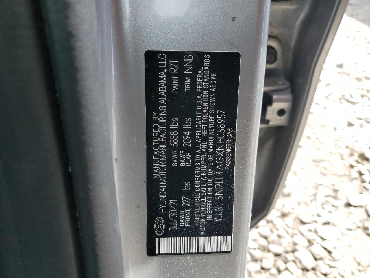 2022 HYUNDAI ELANTRA SE VIN:5NPLL4AGXNH058957