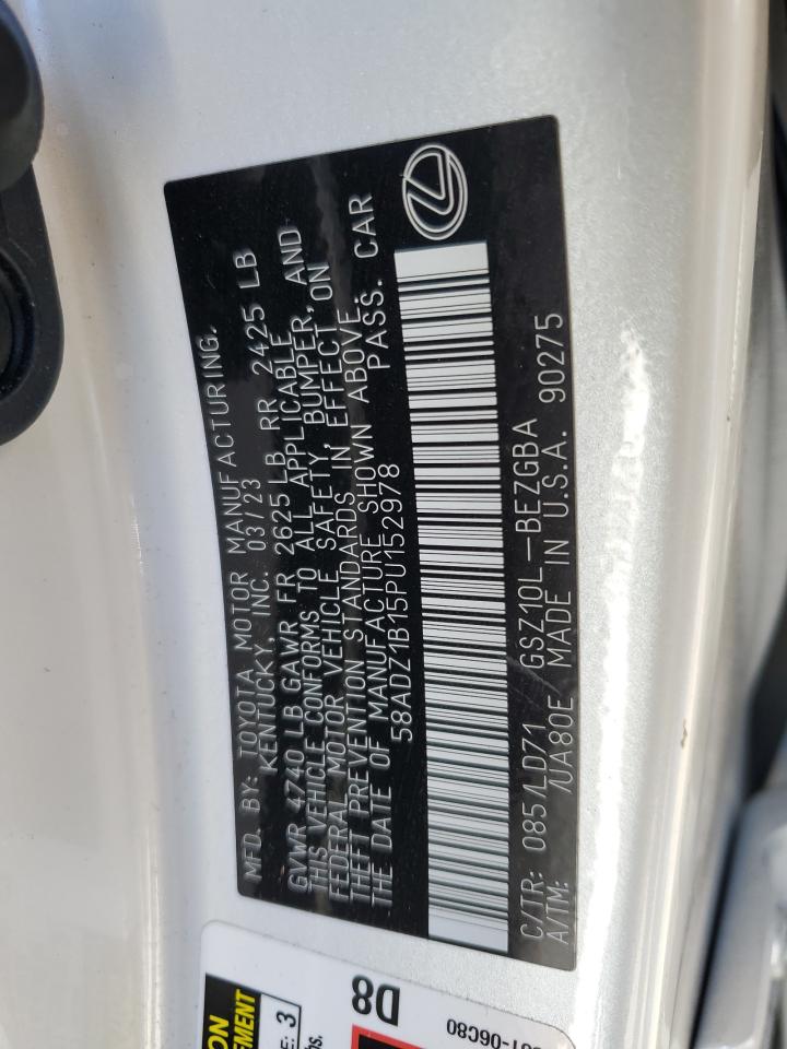 2023 LEXUS ES 350 BASE VIN:58ADZ1B15PU152978