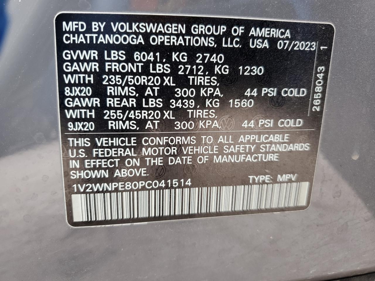 2023 VOLKSWAGEN ID.4 PRO S VIN:1V2WNPE80PC041514