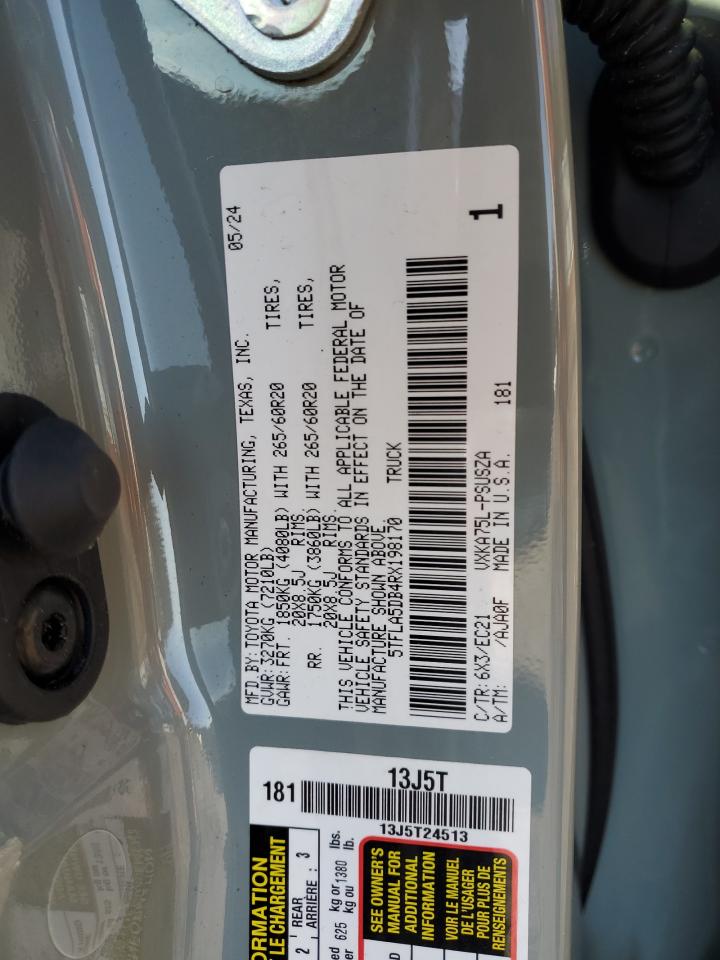 2024 TOYOTA TUNDRA CREWMAX SR VIN:5TFLA5DB4RX198170
